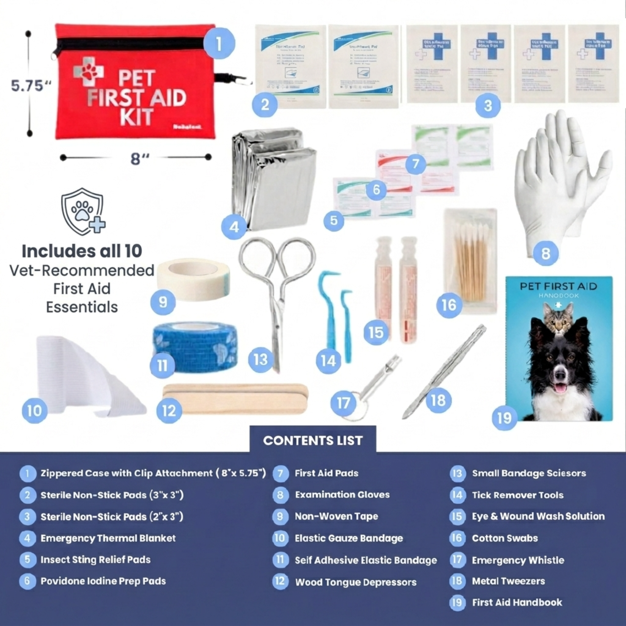 Pet First Aid Kit for Dogs & Cats with Vet-Approved Essentials by Rubyloo