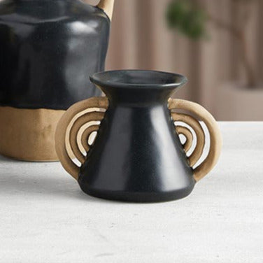 Triomphe Handle Vase | Minimalist Black and Gold | 4.5" Tall by The Bullish Store