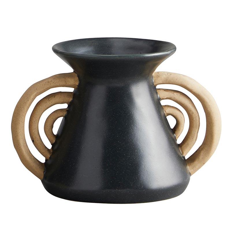 Triomphe Handle Vase | Minimalist Black and Gold | 4.5" Tall by The Bullish Store