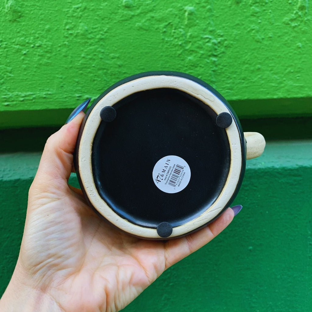 Triomphe Handle Vase | Minimalist Black and Gold | 4.5" Tall by The Bullish Store