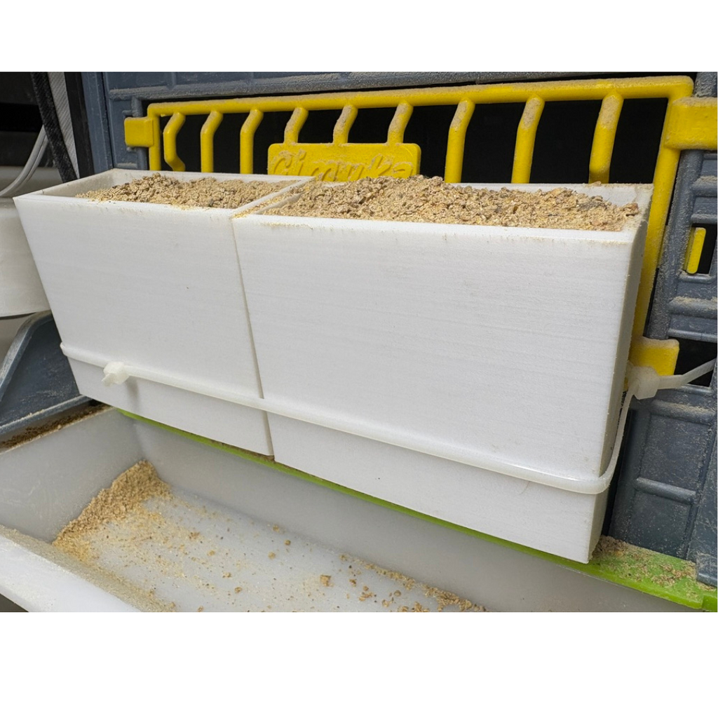 Front-Slot Quail Feeder Pair, Adjustable Spill-Resistant Design, for Hatching Time Chimuka Cage Systems, Made in USA by Quailz.com by Undique LLC