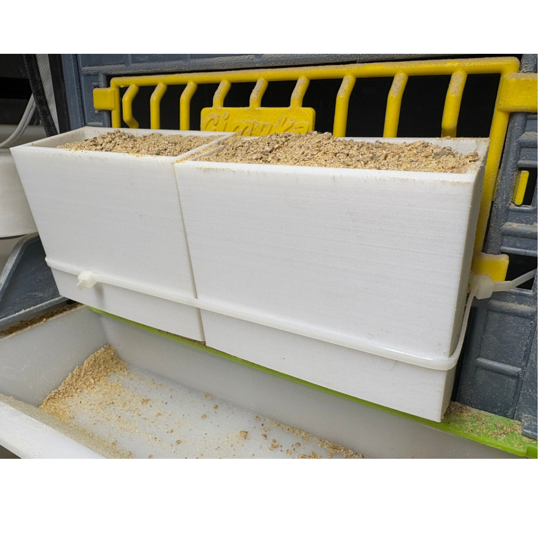 Front-Slot Quail Feeder Pair, Adjustable Spill-Resistant Design, for Hatching Time Chimuka Cage Systems, Made in USA by Quailz.com by Undique LLC