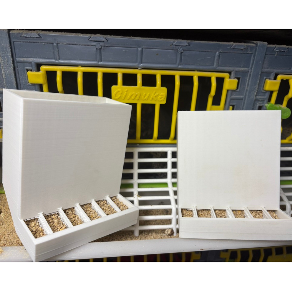 Front-Slot Quail Feeder Pair, Adjustable Spill-Resistant Design, for Hatching Time Chimuka Cage Systems, Made in USA by Quailz.com by Undique LLC