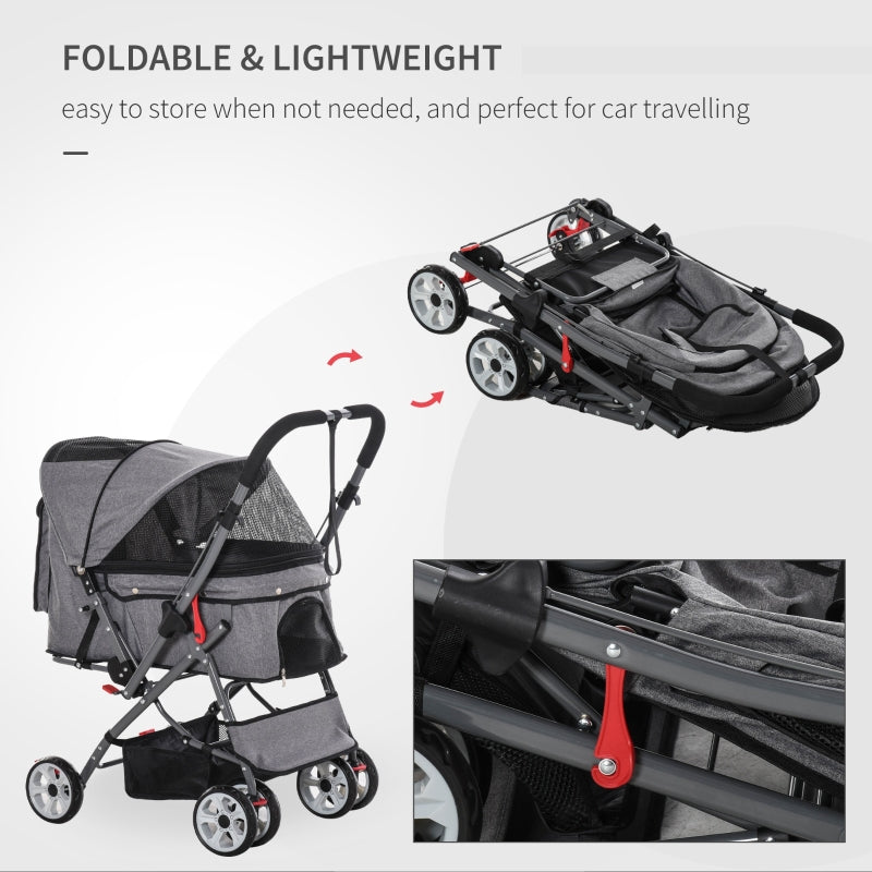 Pet Foldable Travel Carriage Stroller with Reversible Handle by Furr Baby Gifts