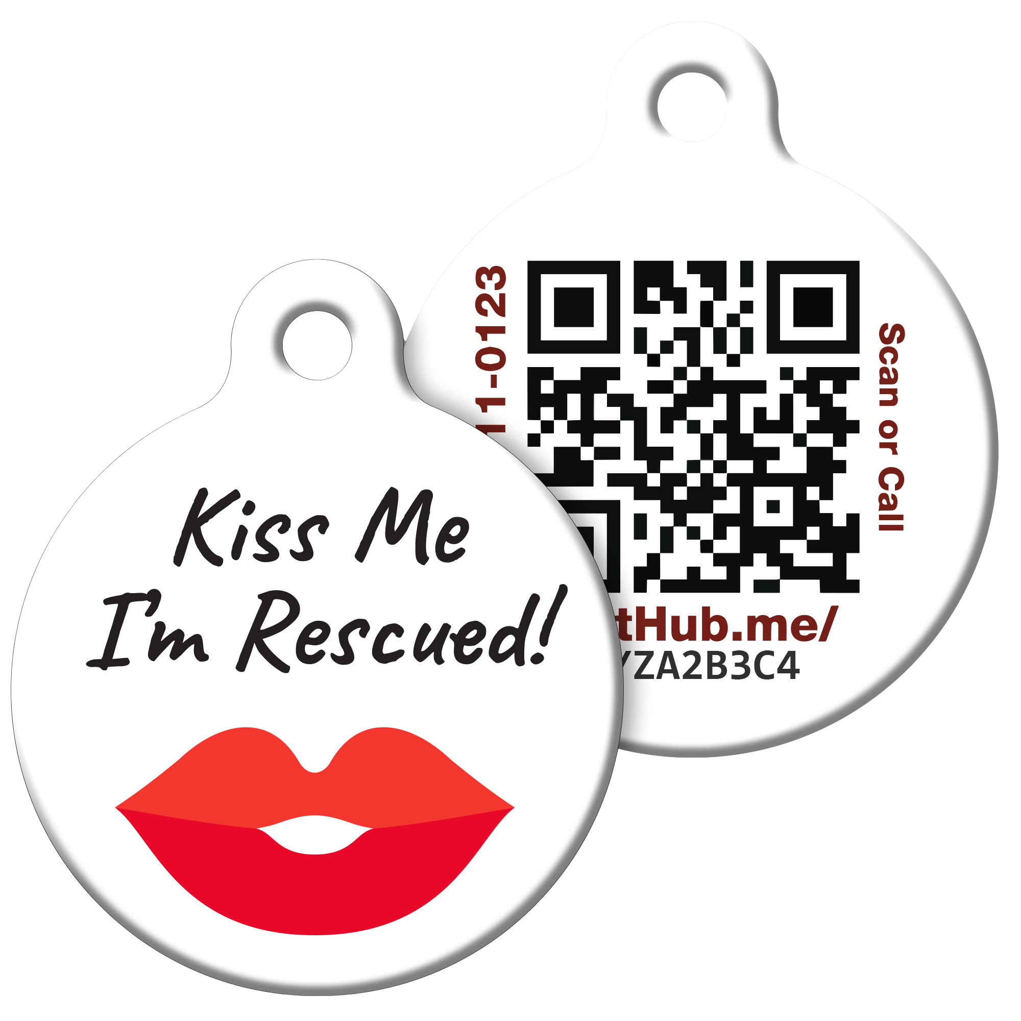 PetHub QR ID Pet Tag - KIss Me I'm Rescued by PetHub