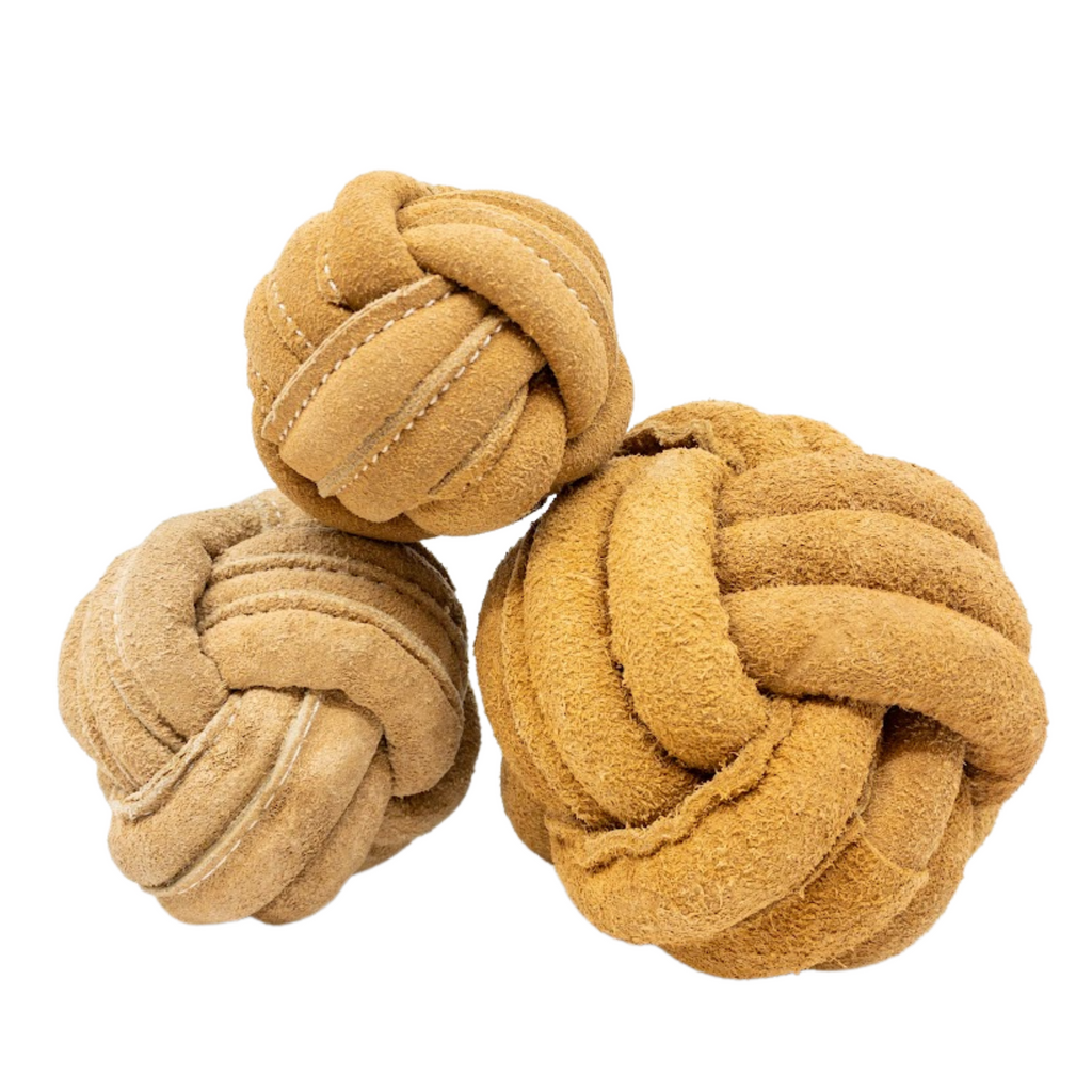 Huggle-Hide® Natural Leather Ball Dog Toy, 2 Pack by HuggleHounds