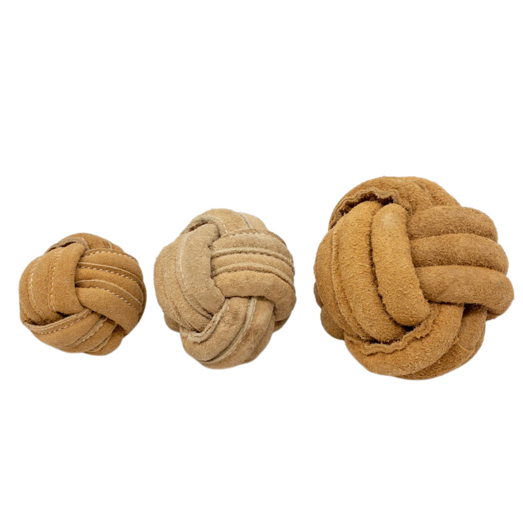 Huggle-Hide® Natural Leather Ball Dog Toy, 2 Pack by HuggleHounds