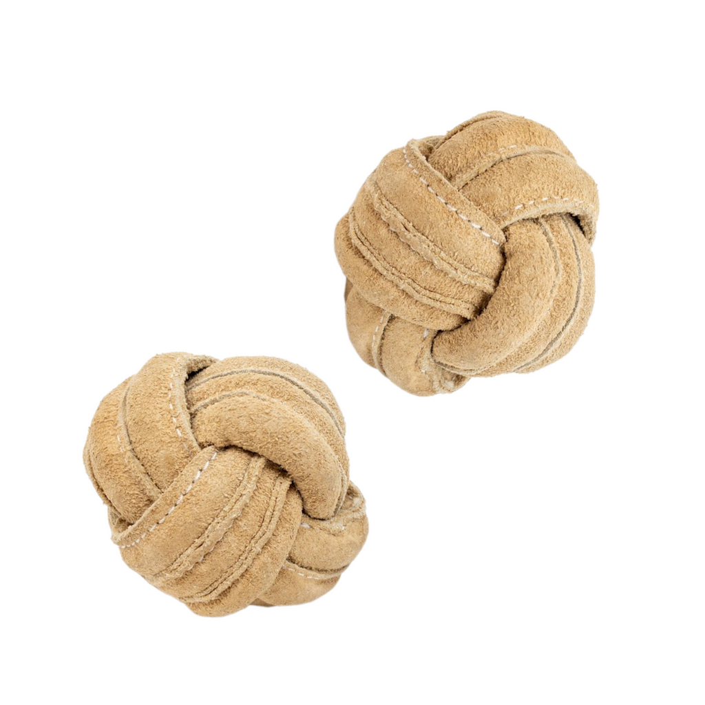 Huggle-Hide® Natural Leather Ball Dog Toy, 2 Pack by HuggleHounds
