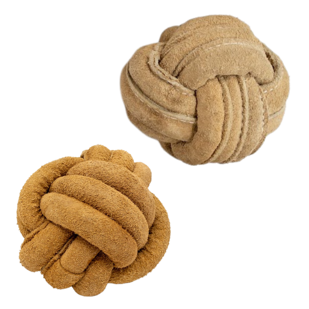 Huggle-Hide® Natural Leather Ball Dog Toy, 2 Pack by HuggleHounds