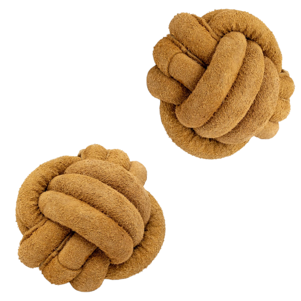 Huggle-Hide® Natural Leather Ball Dog Toy, 2 Pack by HuggleHounds