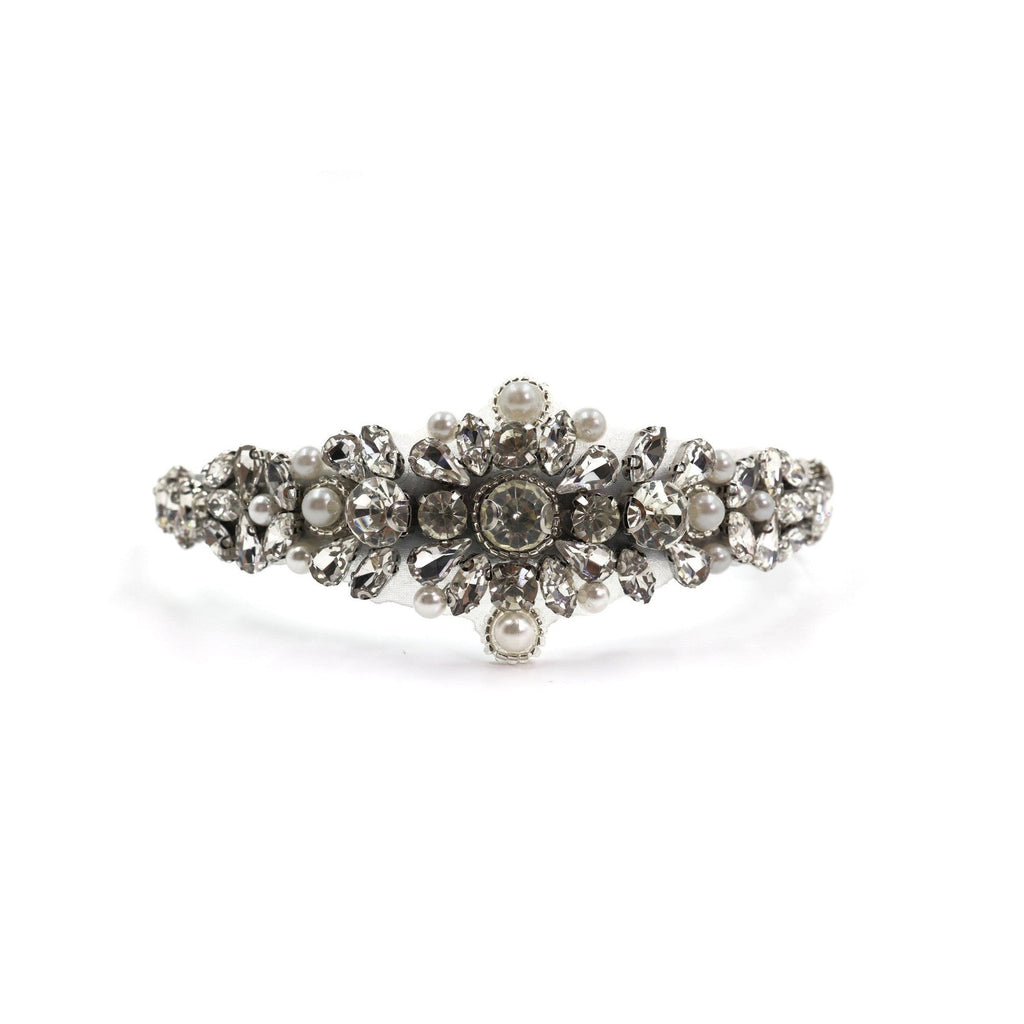Vintage Bride Bejeweled Asymmetrical Headband Tiara | Royalty Crown Party or Bridal Hair Accessory by The Bullish Store