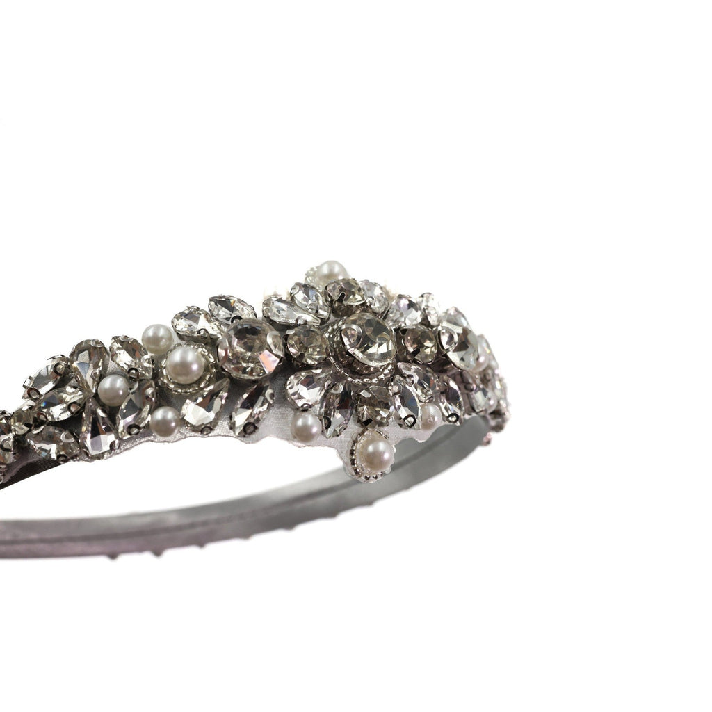 Vintage Bride Bejeweled Asymmetrical Headband Tiara | Royalty Crown Party or Bridal Hair Accessory by The Bullish Store