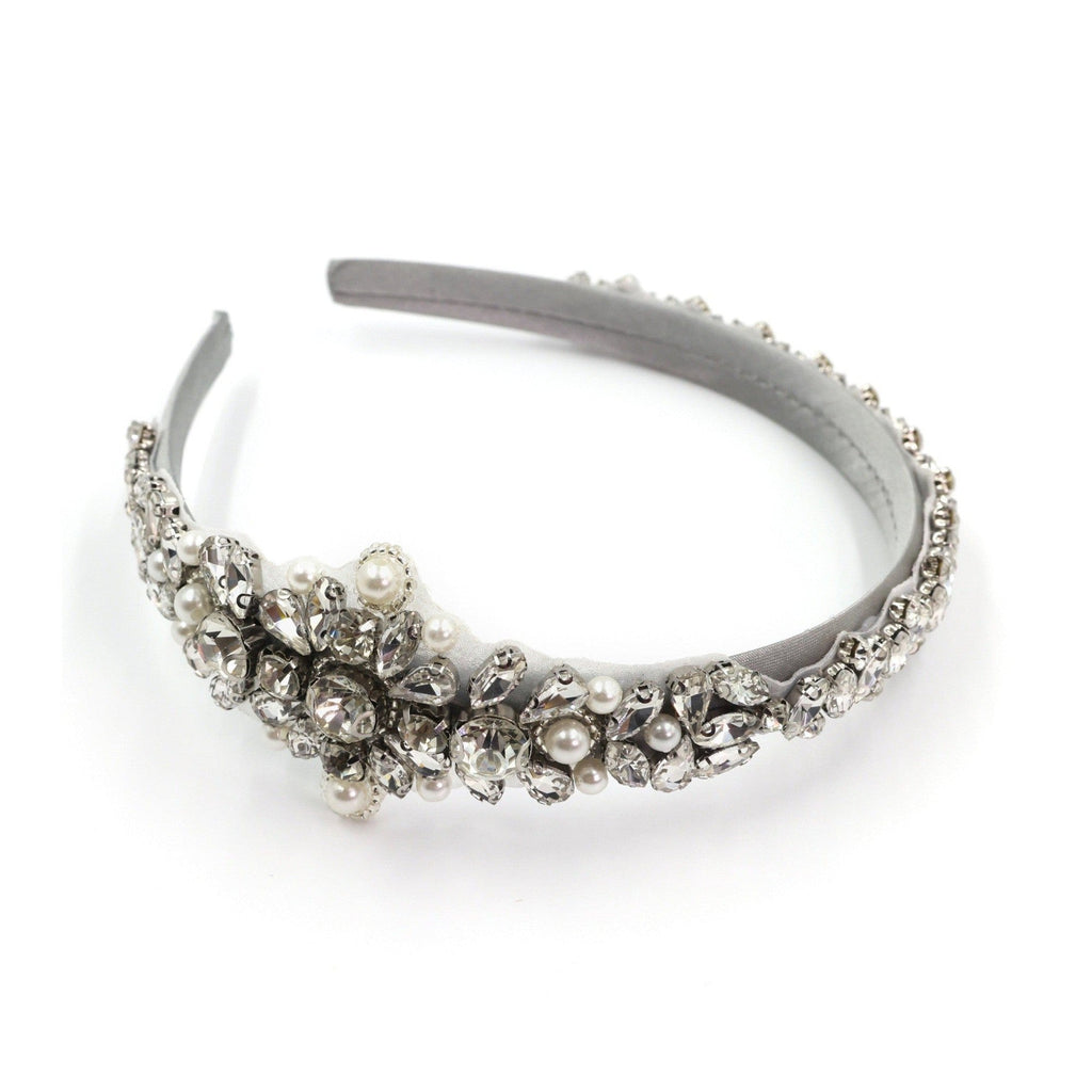 Vintage Bride Bejeweled Asymmetrical Headband Tiara | Royalty Crown Party or Bridal Hair Accessory by The Bullish Store