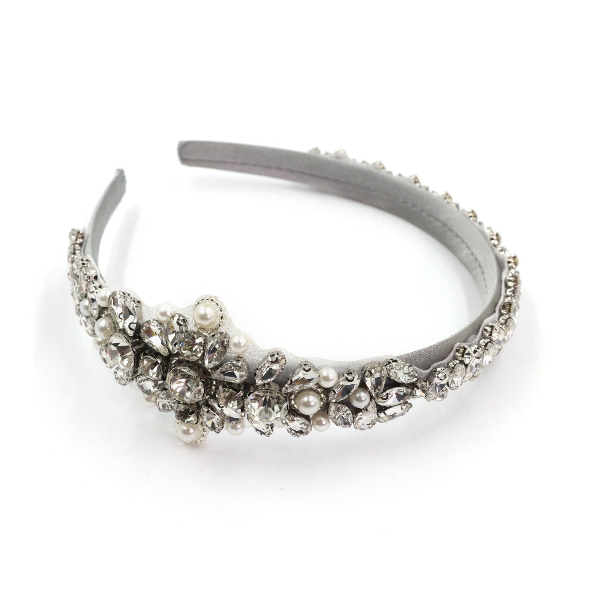 Vintage Bride Bejeweled Asymmetrical Headband Tiara | Royalty Crown Party or Bridal Hair Accessory by The Bullish Store