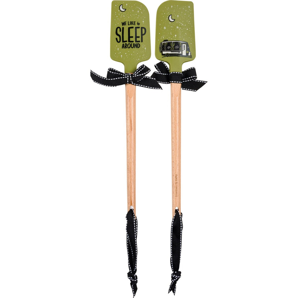 We Like To Sleep Around Camper Van Spatula | Wooden Handle Double-Sided Silicone Spatula by The Bullish Store