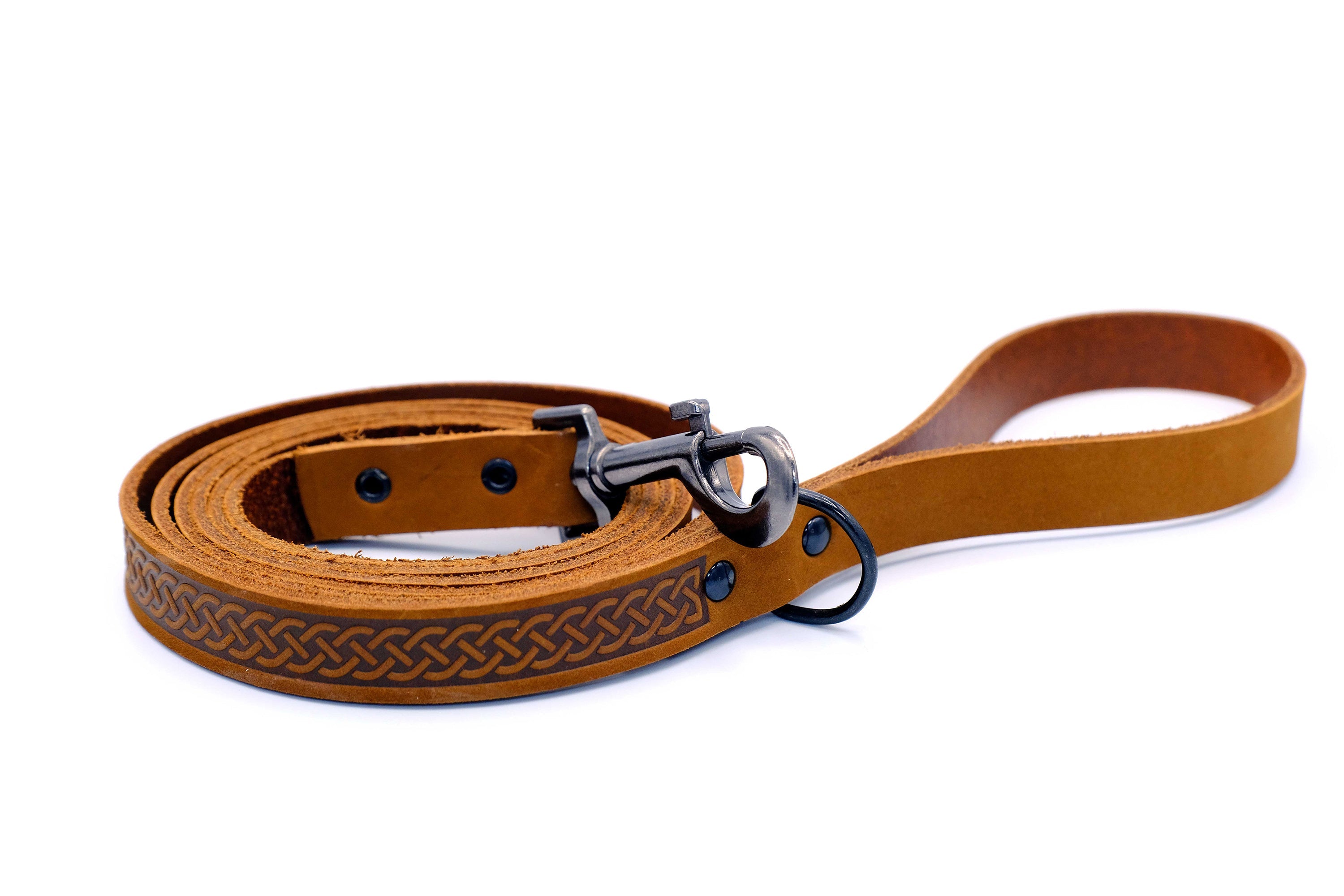 Celtic Sport Earth Brown Leather Dog Leash by Euro-Dog Collars and Leads