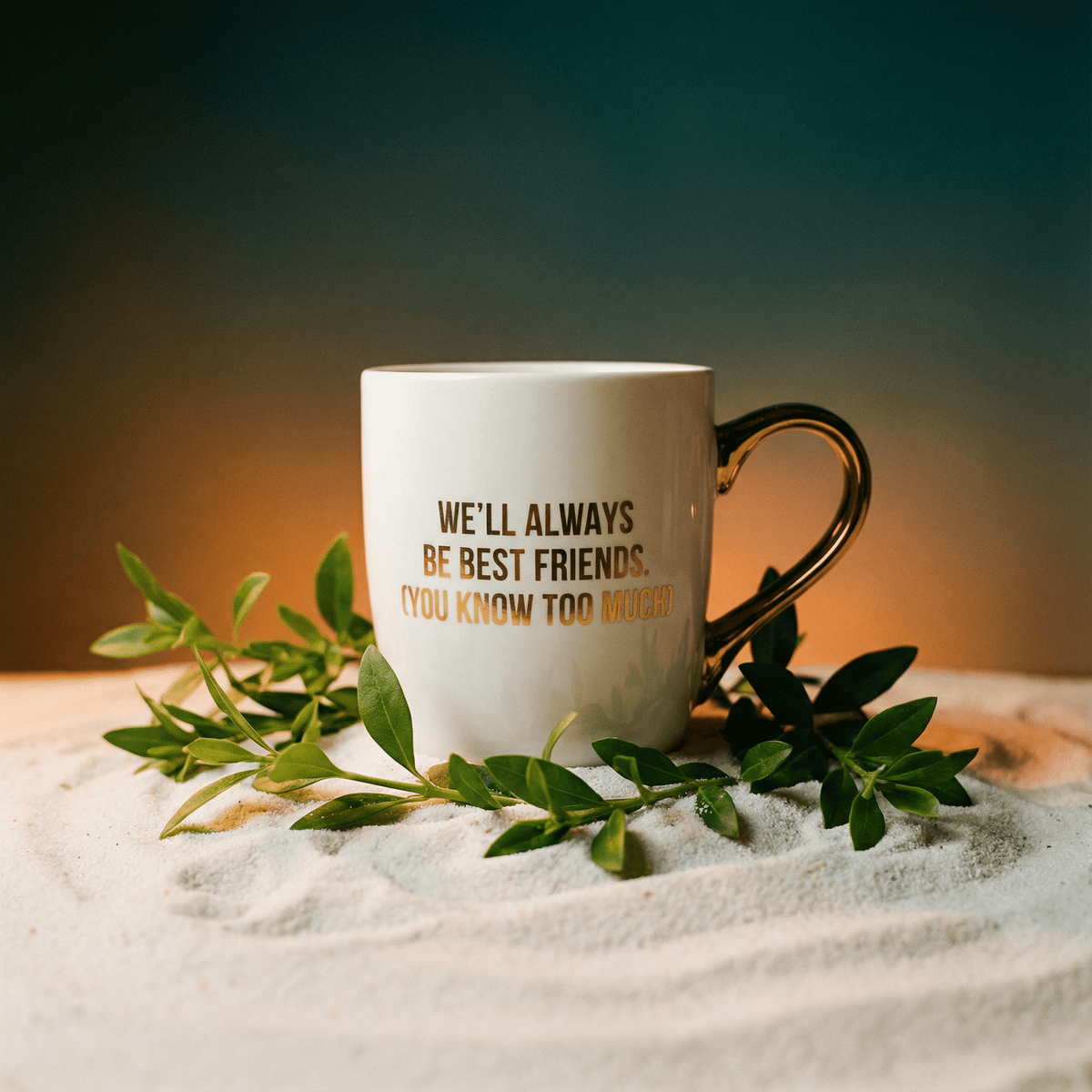We'll Always Be Best Friends (You Know Too Much) Mug Gold Handle | Stoneware Coffee Tea Cup | 16oz by The Bullish Store