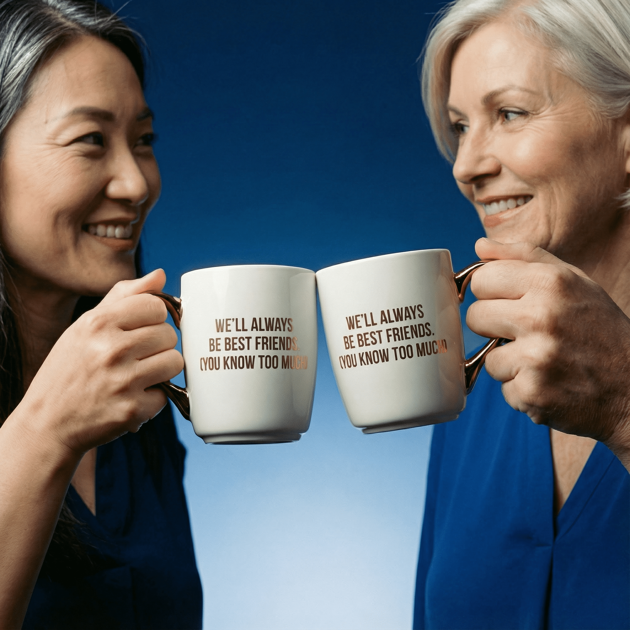 We'll Always Be Best Friends (You Know Too Much) Mug Gold Handle | Stoneware Coffee Tea Cup | 16oz by The Bullish Store
