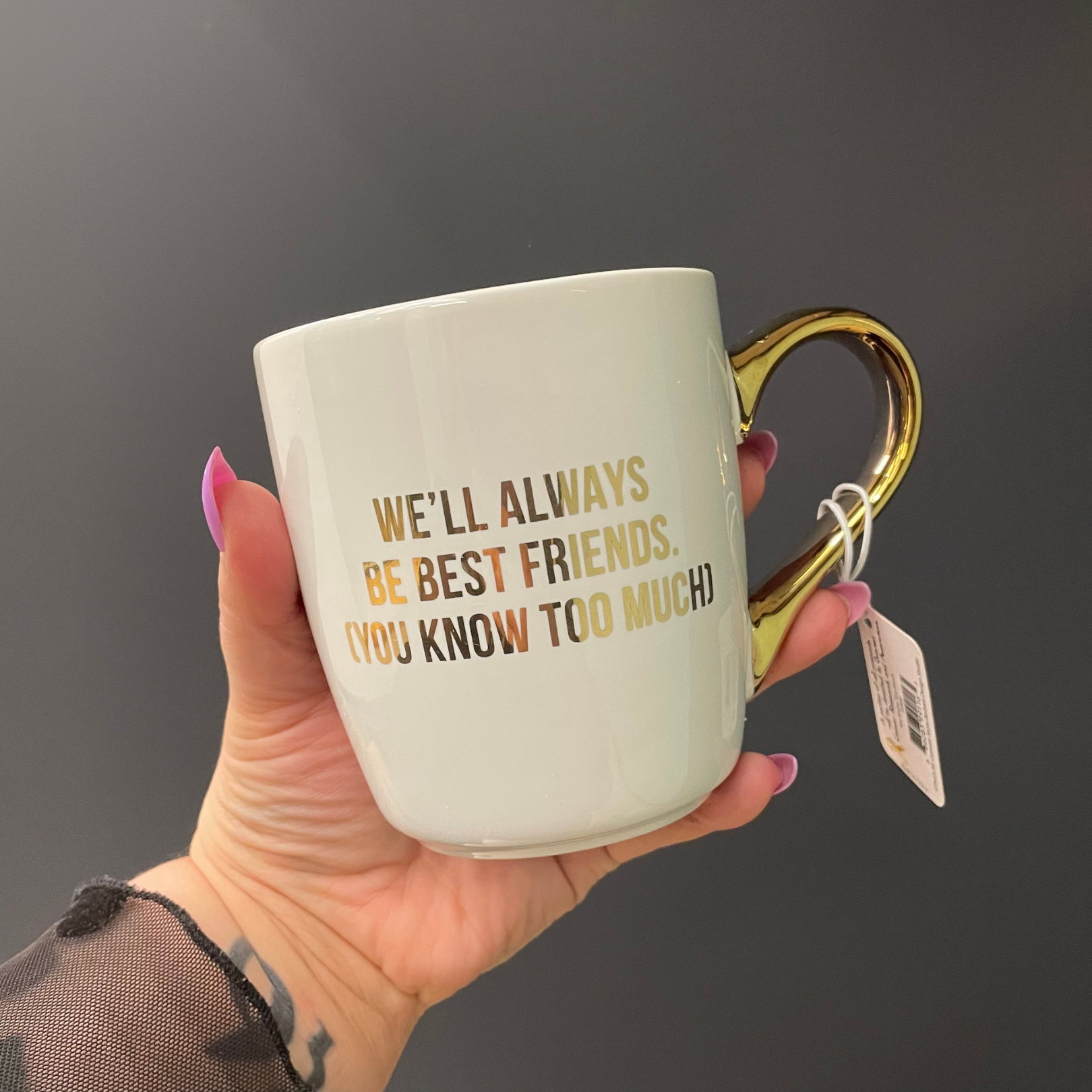 We'll Always Be Best Friends (You Know Too Much) Mug Gold Handle | Stoneware Coffee Tea Cup | 16oz by The Bullish Store