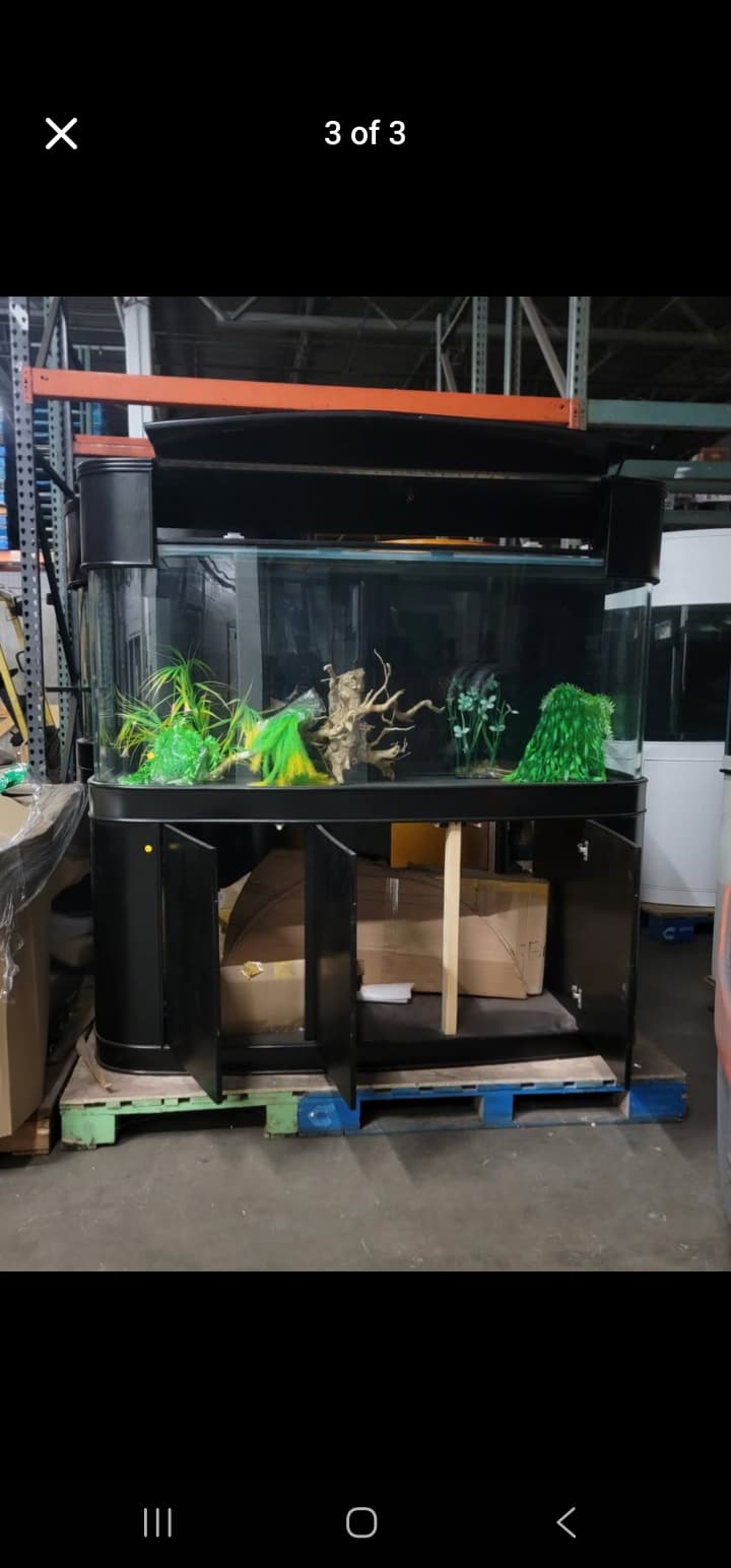 Display Model | 215g Seamless Glass Bowfront Reef-Ready Aquarium Set in Abyss Black by AQUA VIM