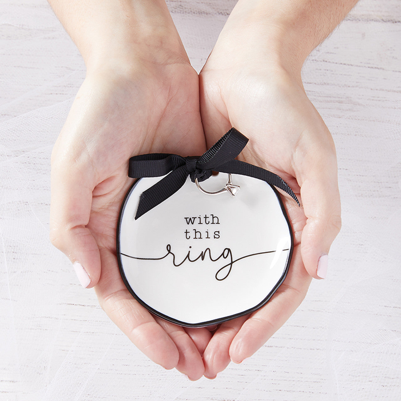 With This Ring Ceramic Ring Bearer Dish | Jewelry Tray Holder | Unique Wedding Ring Dish by The Bullish Store