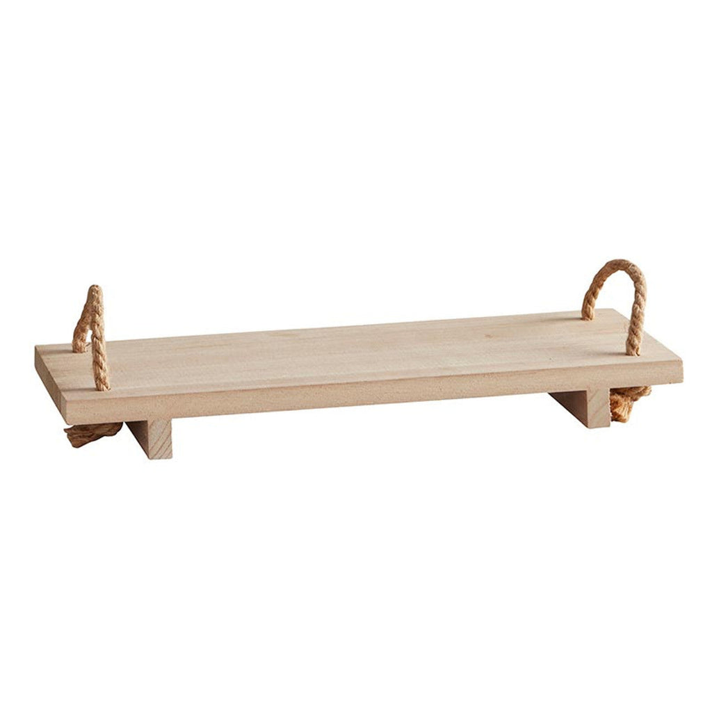 Wooden Shelf With Rope Handles | Display or Organizing Shelf Sits on Table or Mantle 16" x 5.5" by The Bullish Store