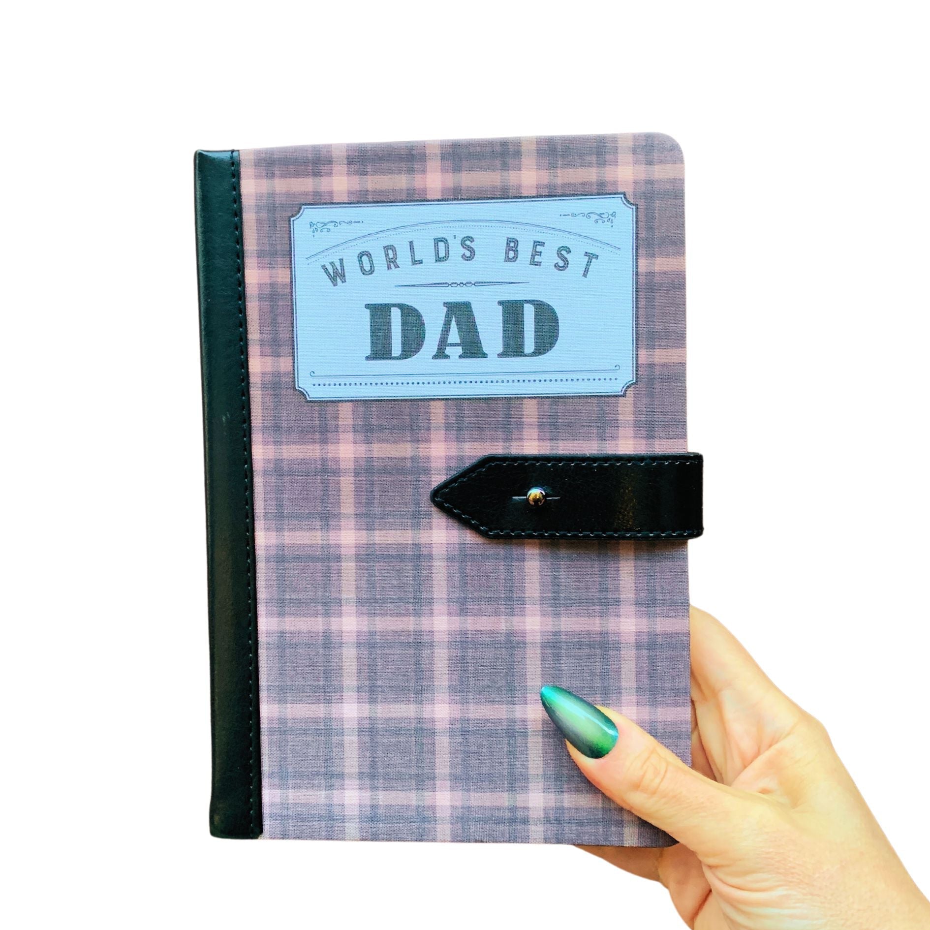 World's Best Dad Strap Journal | Gifts for Him | Plaid Vegan Leather Bound by The Bullish Store