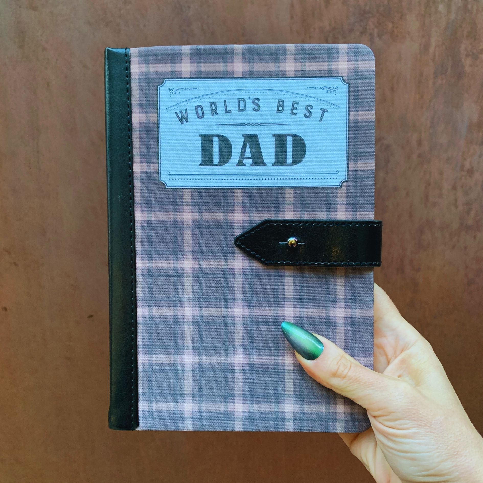World's Best Dad Strap Journal | Gifts for Him | Plaid Vegan Leather Bound by The Bullish Store