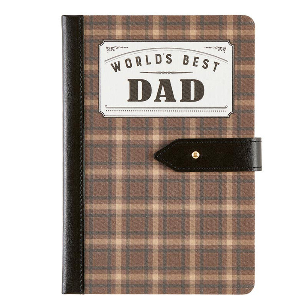 World's Best Dad Strap Journal | Gifts for Him | Plaid Vegan Leather Bound by The Bullish Store