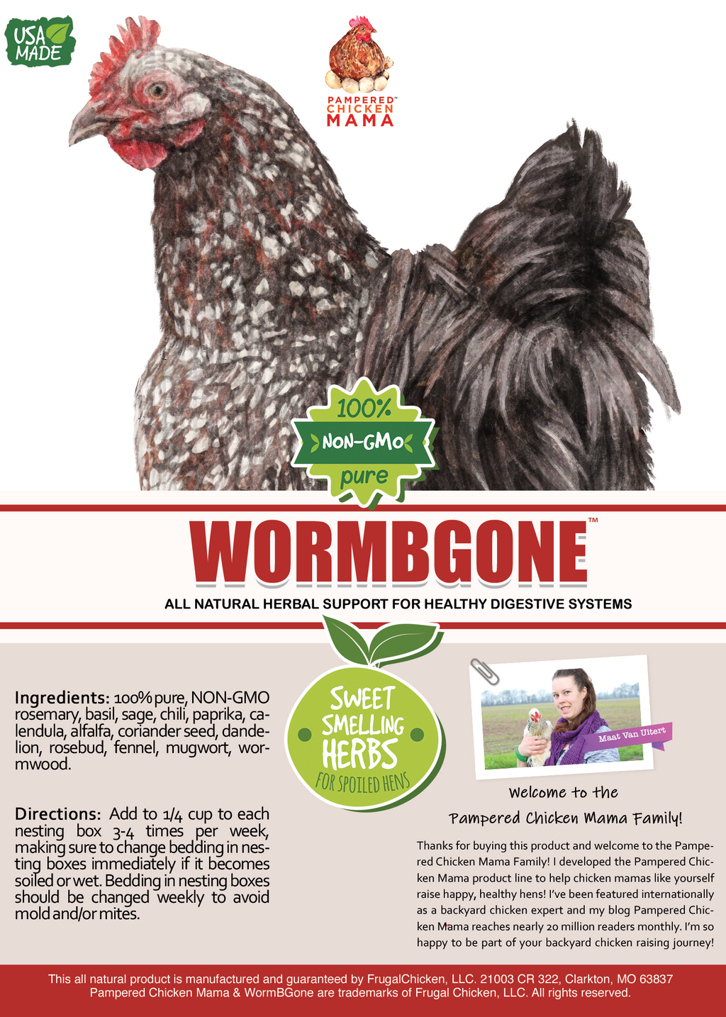 WormBGone Nesting Herbs For Pet Chickens With Roses, Chilis, Calendula, Dandelion For Healthier Coops by Dahlia Pets