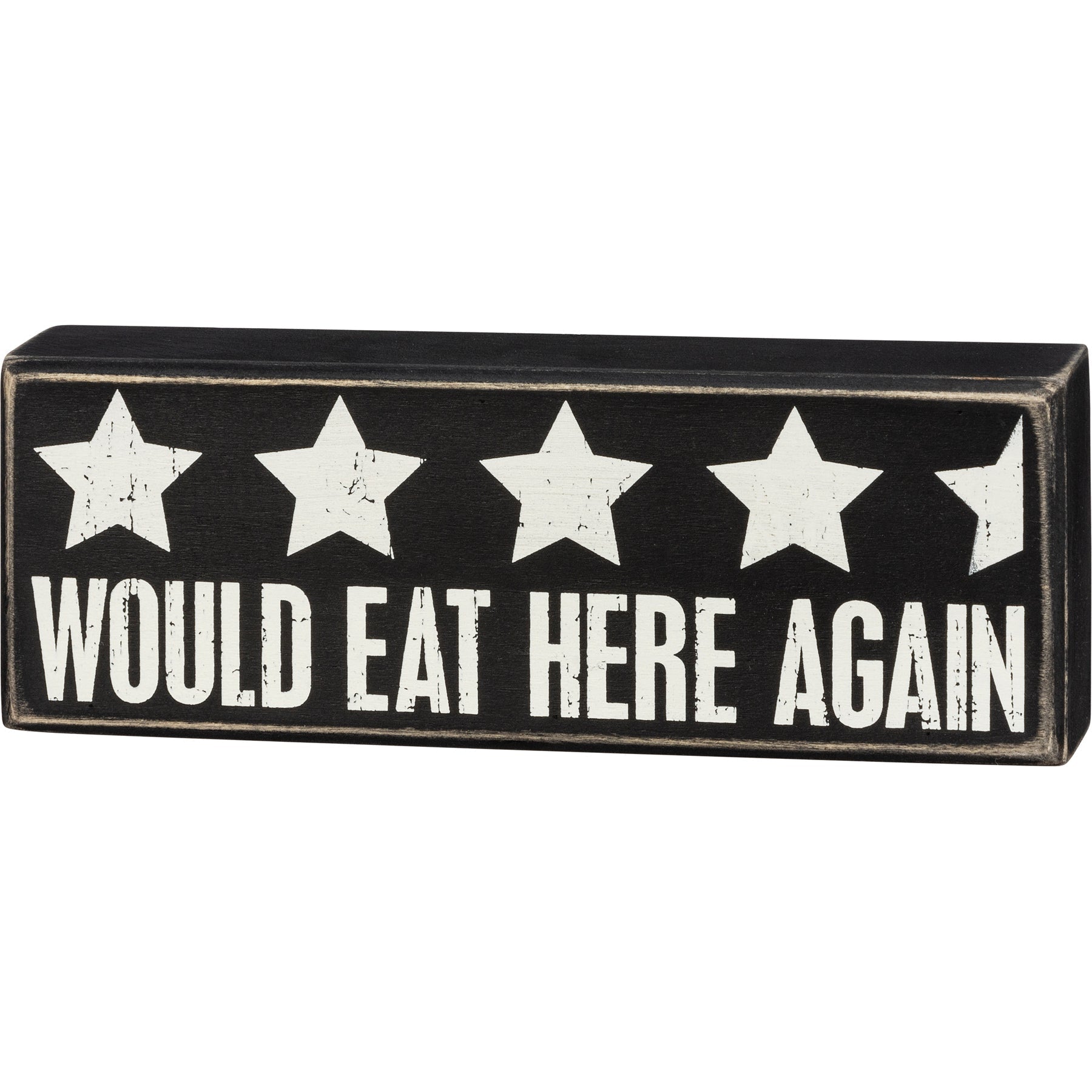 Would Eat Here Again 4.5 Stars Wooden Box Sign | 9" x 3.25" by The Bullish Store