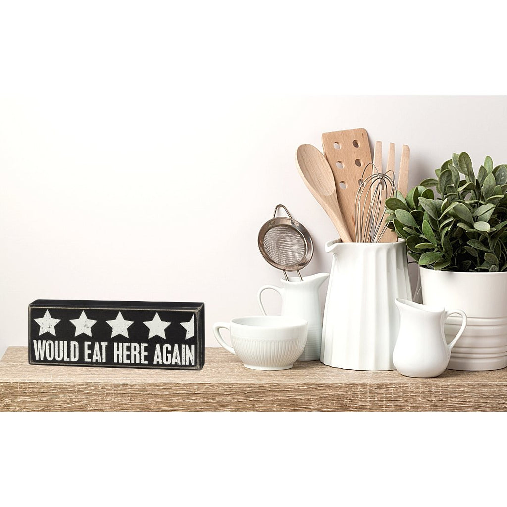 Would Eat Here Again 4.5 Stars Wooden Box Sign | 9" x 3.25" by The Bullish Store