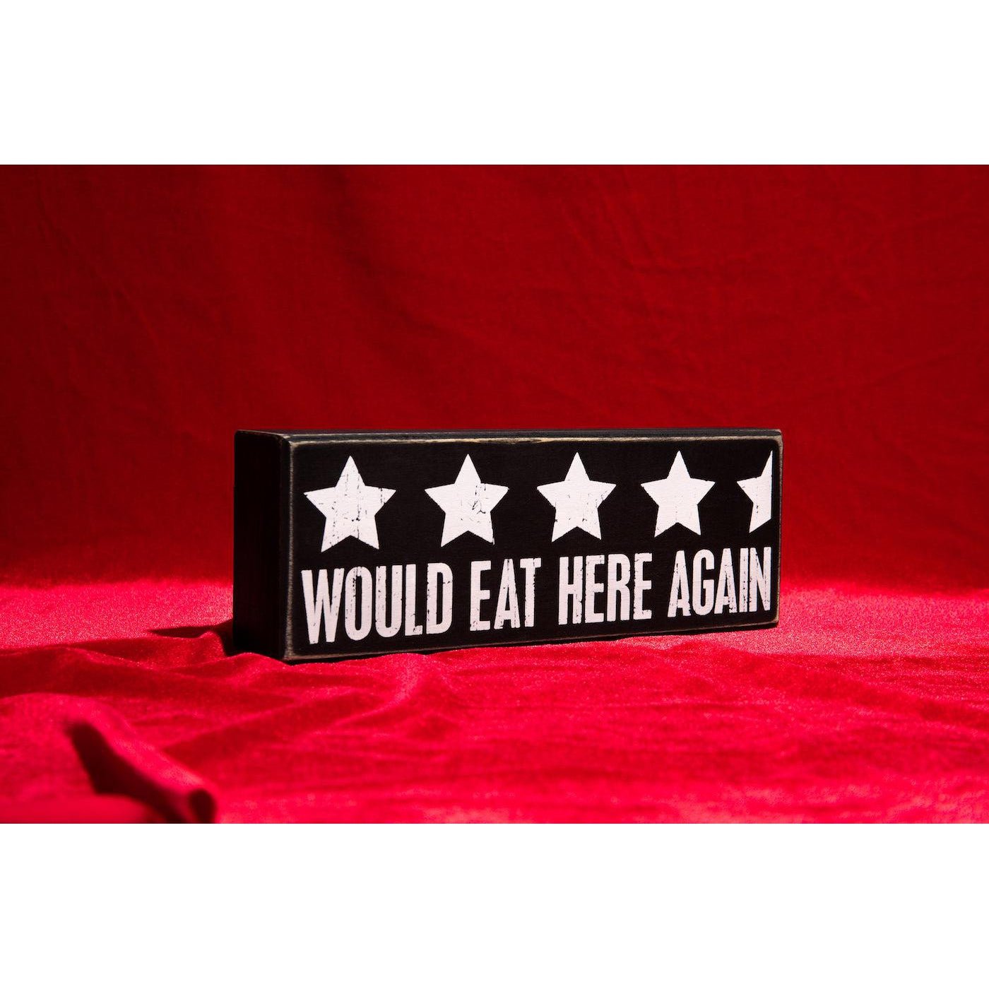 Would Eat Here Again 4.5 Stars Wooden Box Sign | 9" x 3.25" by The Bullish Store