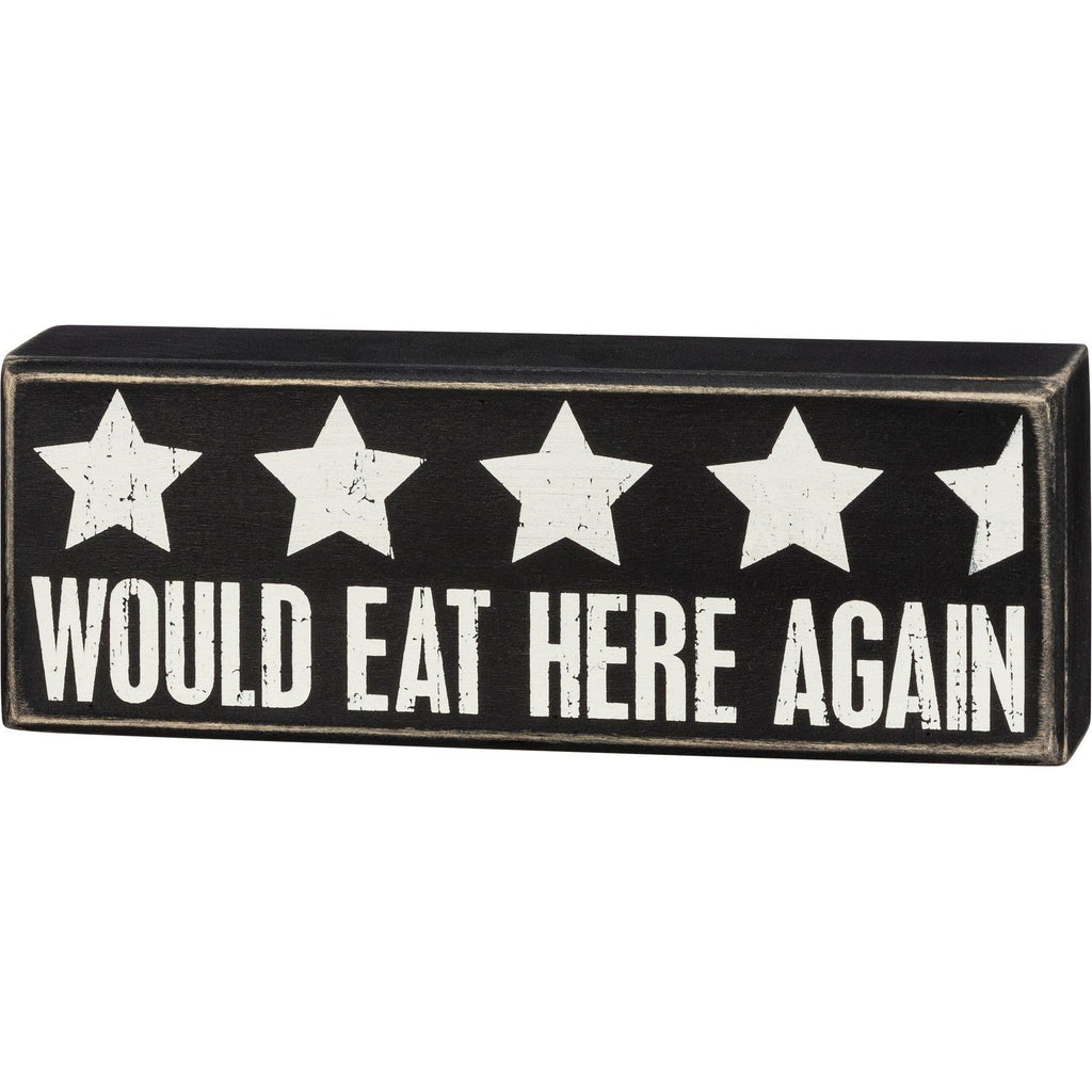 Would Eat Here Again 4.5 Stars Wooden Box Sign | 9" x 3.25" by The Bullish Store