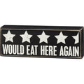Would Eat Here Again 4.5 Stars Wooden Box Sign | 9" x 3.25" by The Bullish Store
