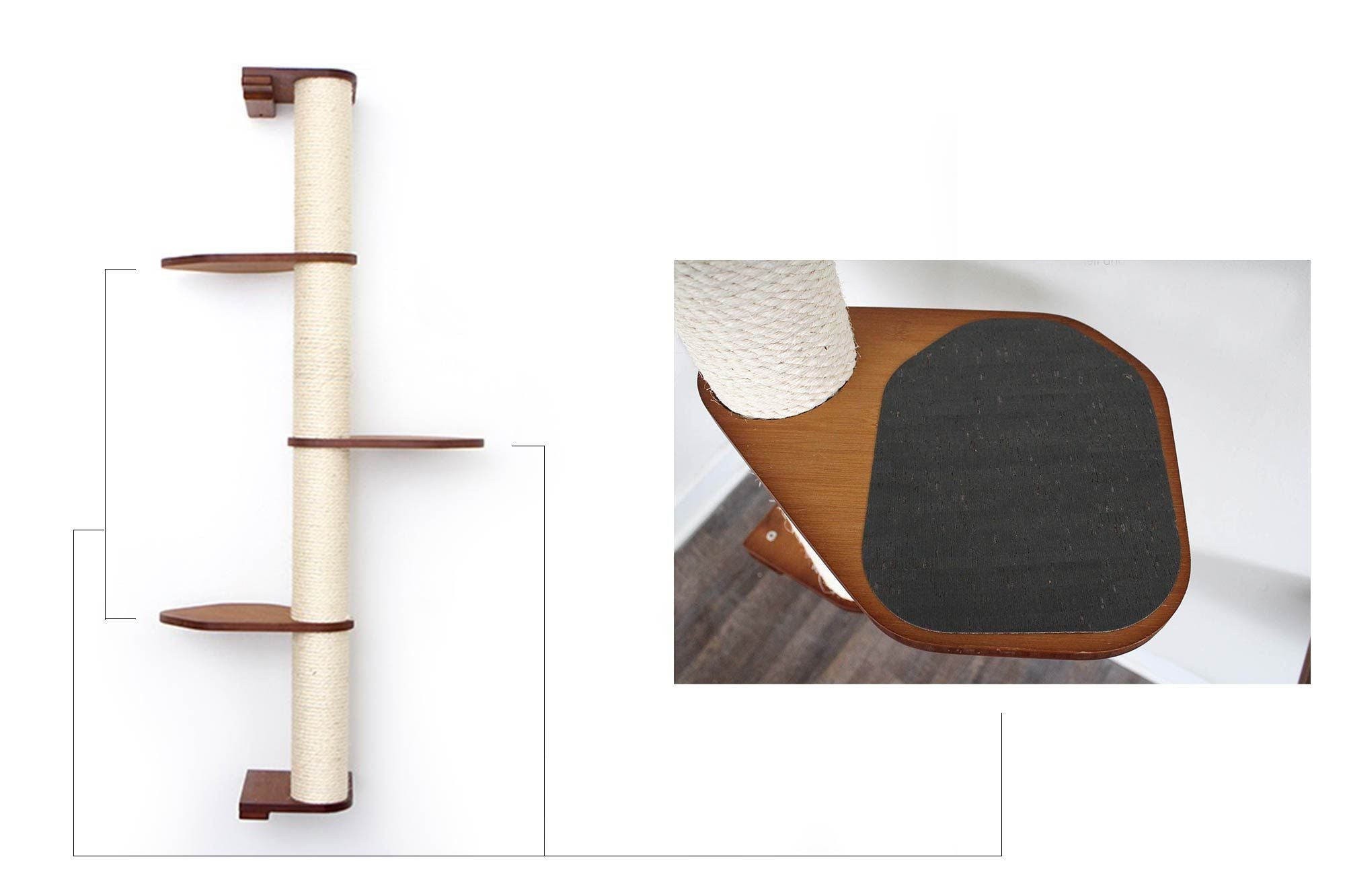 Wall Mounted Cat Climbing Pole - Sisal by Catastrophic Creations