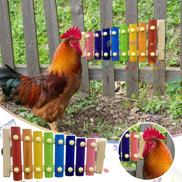 Wooden Xylophone Toy For Chicken Coop Enrichment by Dahlia Pets
