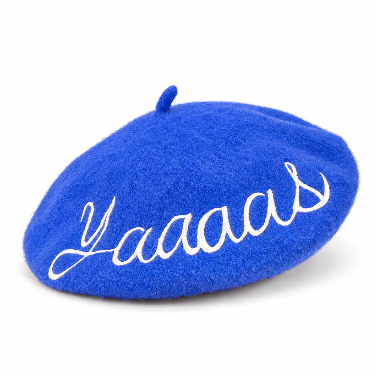 Yaaaas Embroidered Beret in Blue by The Bullish Store