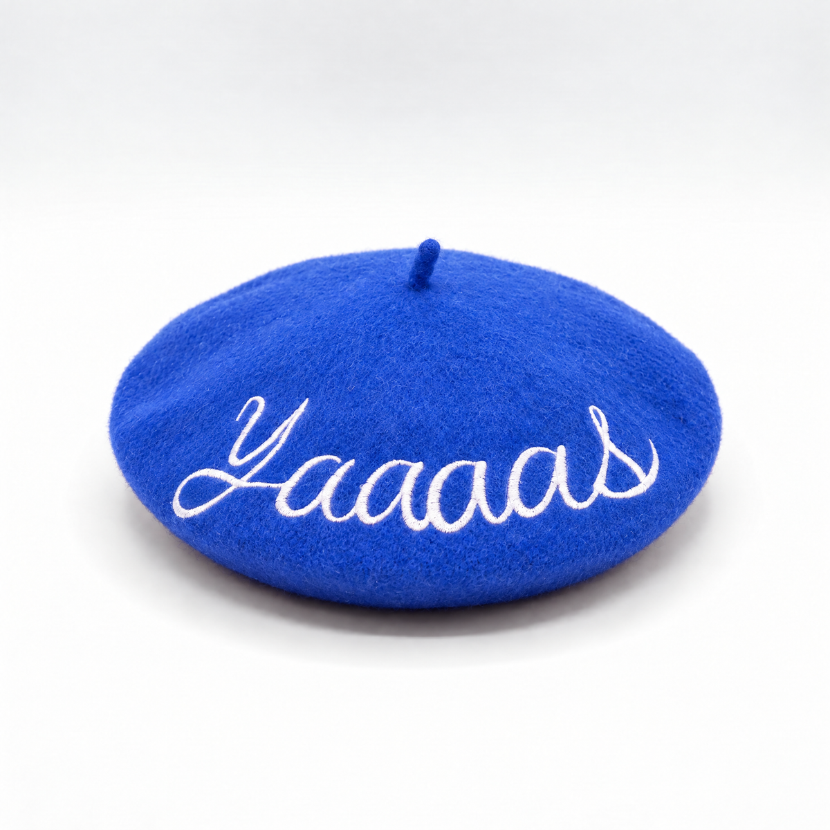 Yaaaas Embroidered Beret in Blue by The Bullish Store