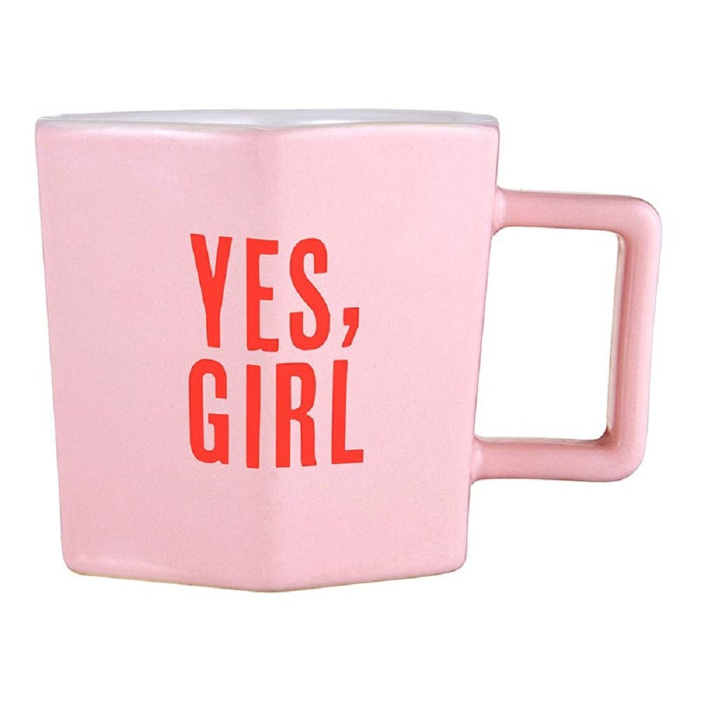 Yes, Girl Hexagon Mug & Saucer Set in Pink by The Bullish Store