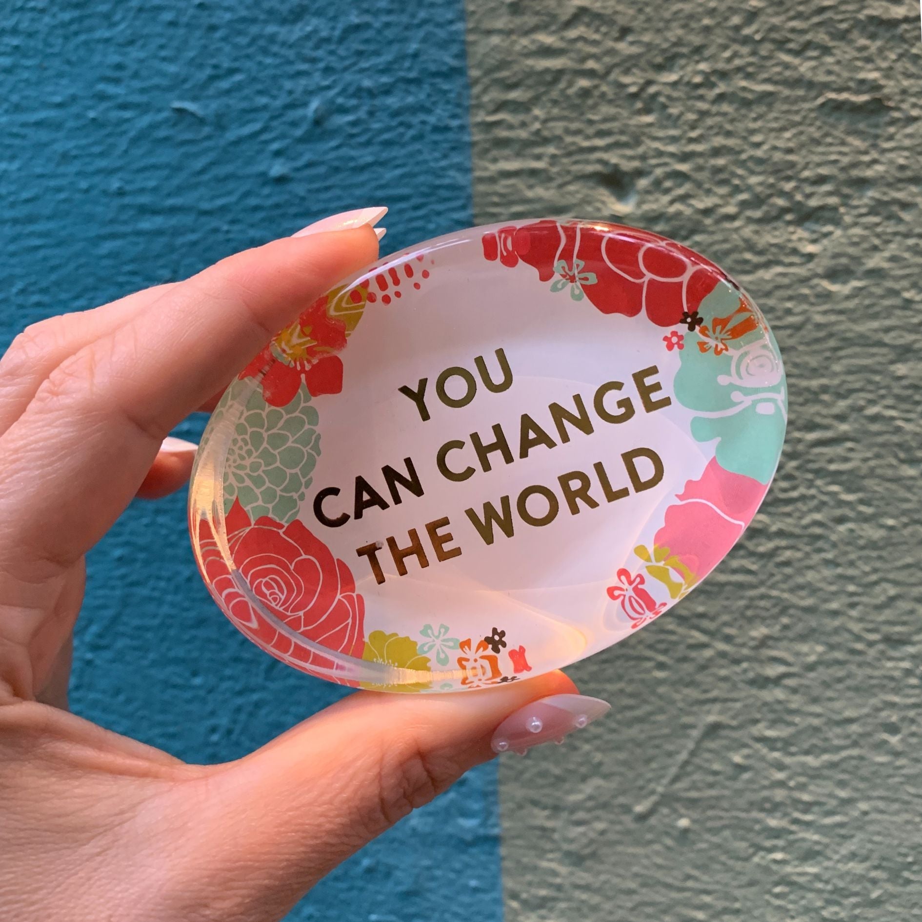 You Can Change The World Glass Paperweight by The Bullish Store