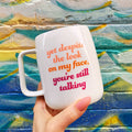 You're Still Talking Ceramic White Mug with Pink Interior | Coffee Tea Cup | 19oz by The Bullish Store