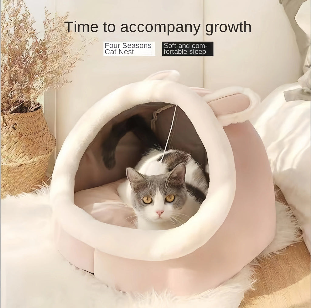 Semi Enclosed Plush Pet Bed by Love My Pet