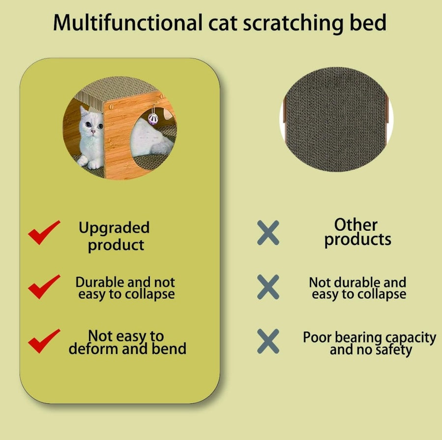 Cat Tunnel with Scratching Board and Pom Pom