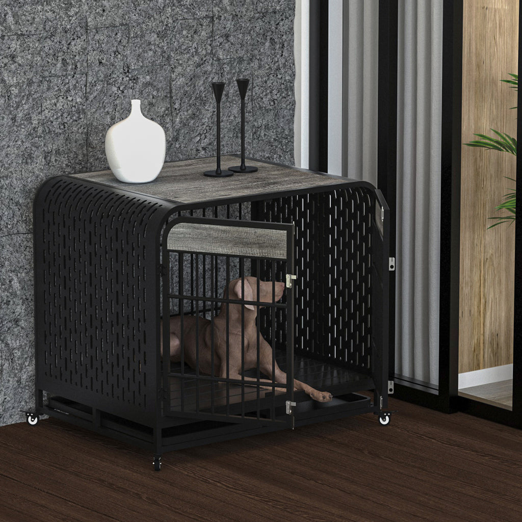 Heavy Duty Dog Crate Furniture Wooden Table 42inch Grey by VetsPetStore