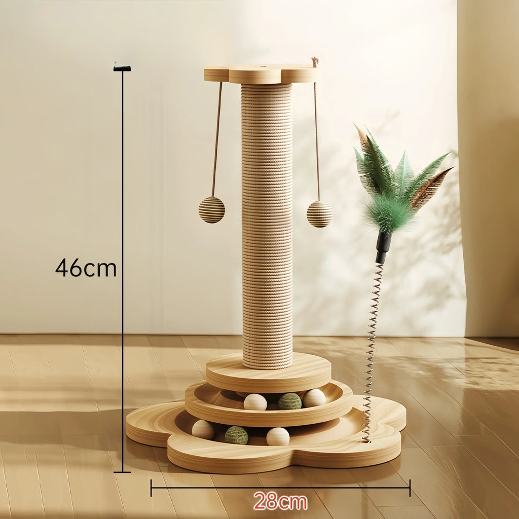 Solid Wood Cat Turntable Sisal Scratching Board by Love My Pet