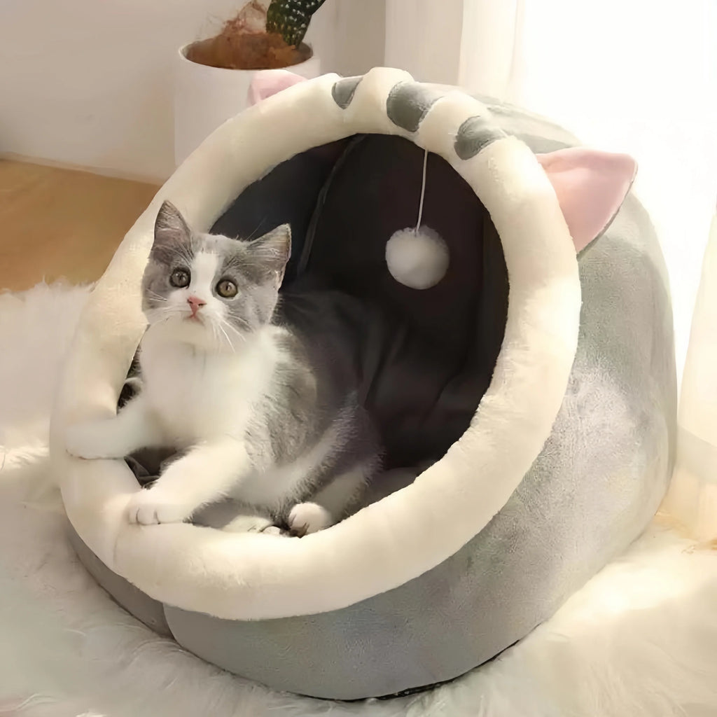 Semi Enclosed Plush Pet Bed by Love My Pet
