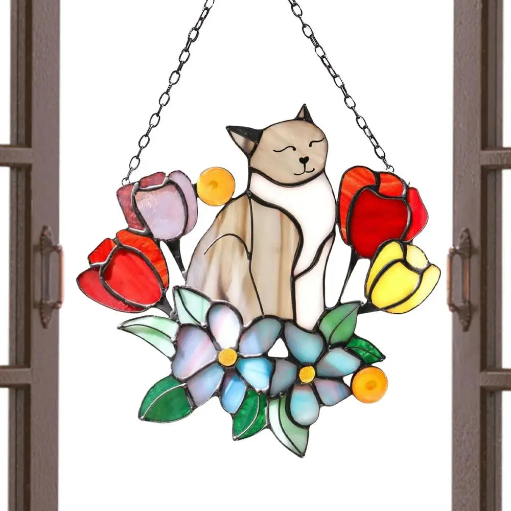 Hanging Cat On Flowers For Patio Decor by Love My Pet