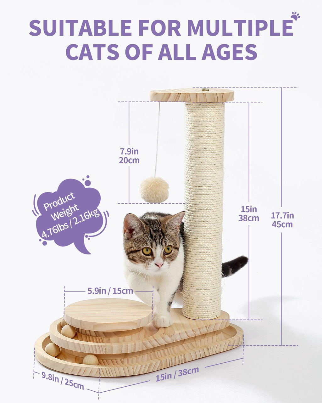 Indoor Cat Soft Scratching Board And Interactive Ball by VetsPetStore
