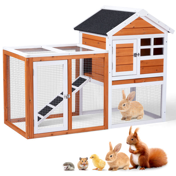 Orange-red, Wooden Chicken and Rabbit Enclosure by VetsPetStore